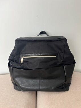 BEIS Black Two-Tone Nylon & Faux Leather Backpack